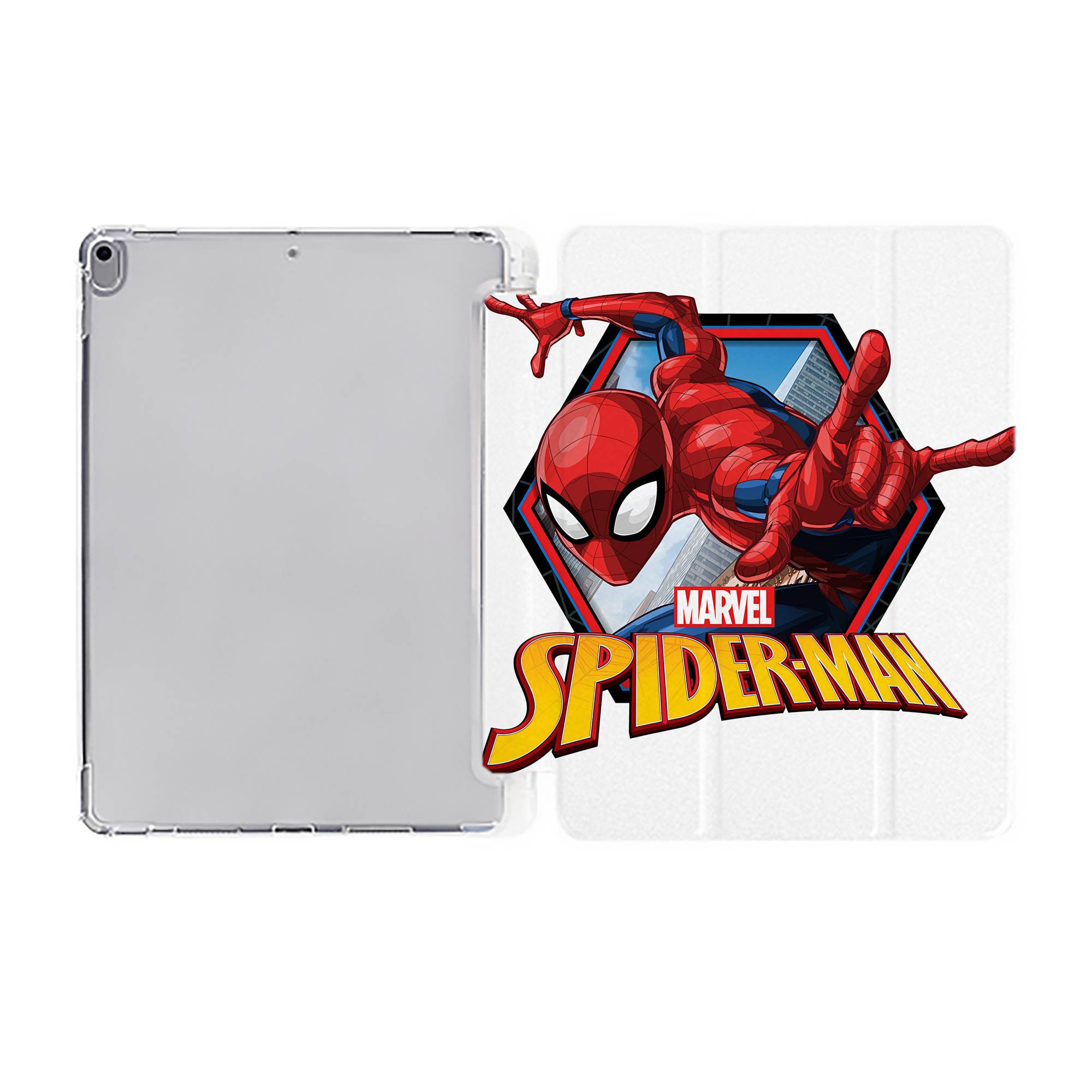 （画像用） Spider Man スパイダーマン IPad ケース ペン収納付き 三つ折りスタンド PUレザー×シリコン 対応機種9.5/10.5/10.9インチ